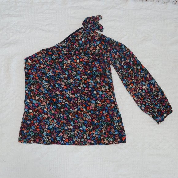 J. Crew Jacuzzi Sexy Girly One-Shoulder Top In Kaleidoscope Star Print N… - Picture 3 of 12